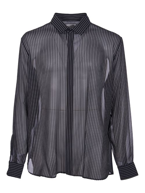 CAMICIA IN GEORGETTE DI SETA GESSATO SAINT LAURENT | 646850Y6H371095